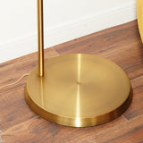 Zenith Offset Brass Base Floor Lamp with Drum-shaped Linen Shade
