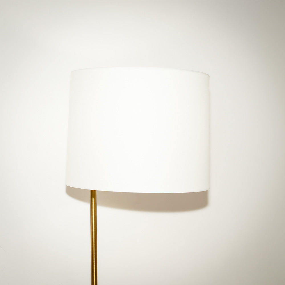 Zenith Offset Brass Base Floor Lamp with Drum-shaped Linen Shade