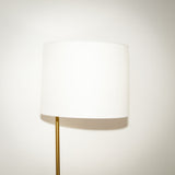 Zenith Offset Brass Base Floor Lamp with Drum-shaped Linen Shade