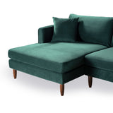 Blake L-Shaped Dark Green Velvet Sectional Sofa Left Facing