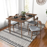 Abbott Large Walnut Dining Set With 4 Winston Gray Fabric Chairs