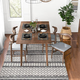 Abbott Large Walnut Dining Set With 4 Winston Gray Fabric Chairs