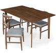 Abbott Large Walnut Dining Set With 4 Winston Gray Fabric Chairs