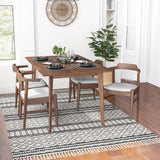 Dining Set, Abbott Large Table (Walnut) With 4 Zola Gray Chairs