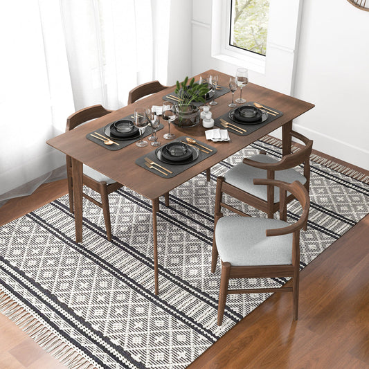 Dining Set, Abbott Large Table (Walnut) With 4 Zola Gray Chairs