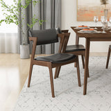 Abbott Large Walnut Dining Set With 4 Ricco Black Leather Chairs