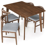 Dining Set, Abbott Small Table (Walnut) With 4 Winston Gray Fabric Chairs