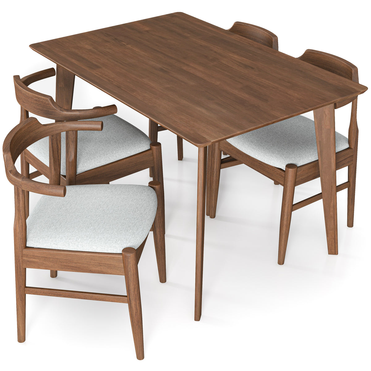 Dining Set, Abbott Small Walnut Table With 4 Zola Gray Chairs