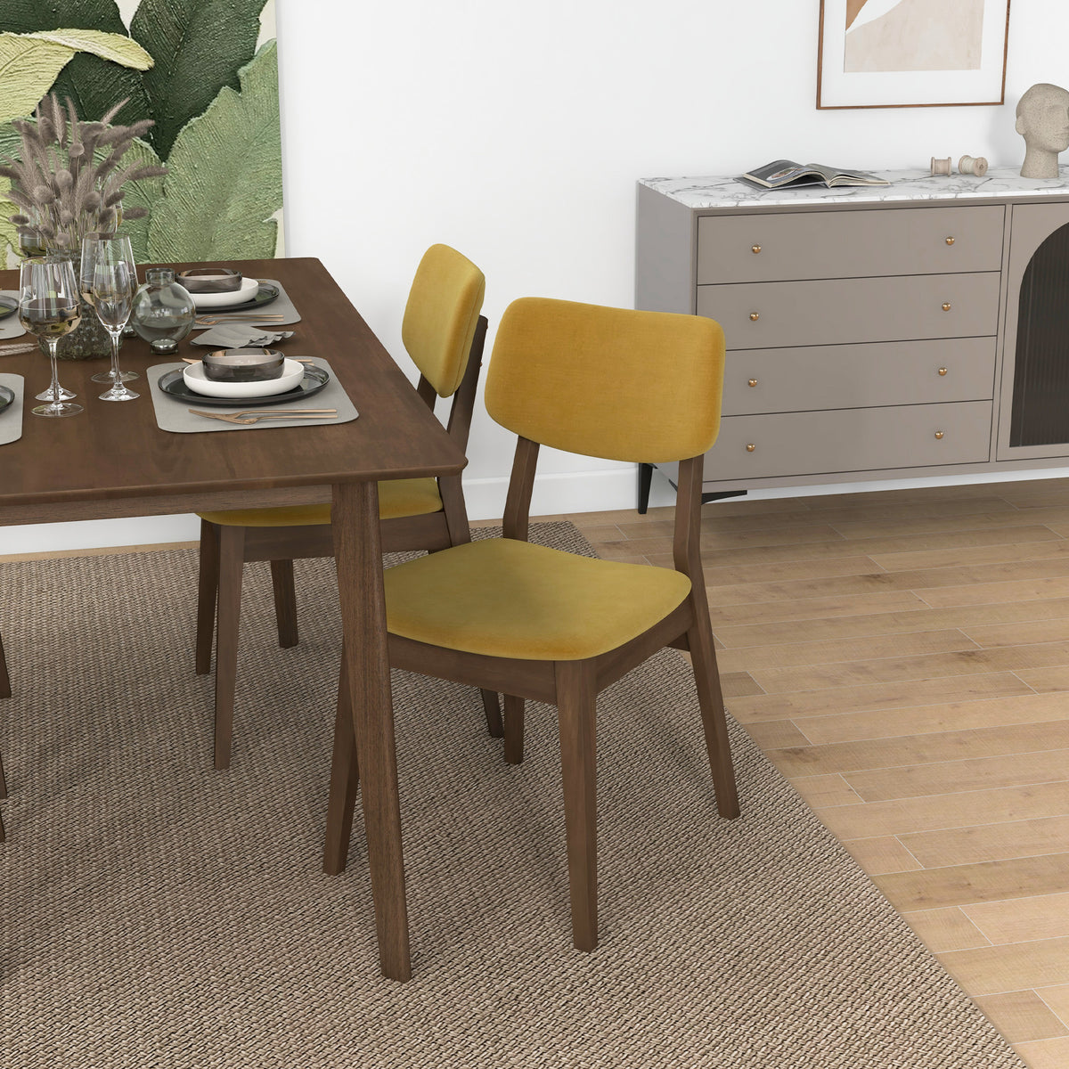 Abbott Dark Yellow Velvet Dining Chair