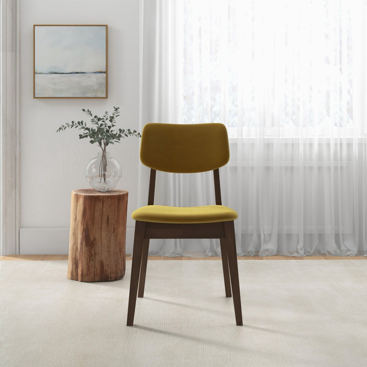 Abbott Dark Yellow Velvet Dining Chair