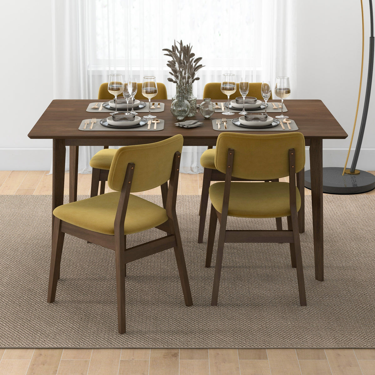 Abbott Dark Yellow Velvet Dining Chair