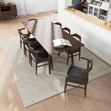 Adira Xlarge Walnut Dining Set With 8 Zola Black Leather Dining Chairs