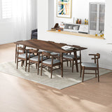 Adira Xlarge Walnut Dining Set With 8 Zola Grey Dining Chairs