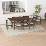 Adira Xlarge Walnut Dining Set With 8 Zola Grey Dining Chairs