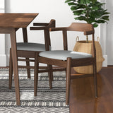 Alpine (Large - Walnut) Dining Set With 4 Sterling (Grey) Dining Chairs