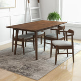 Adira (Large - Walnut) Dining Set With 4 Zola (Grey) Dining Chairs