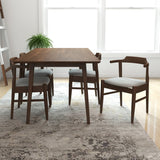 Adira (Large - Walnut) Dining Set With 4 Zola (Grey) Dining Chairs