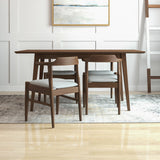 Adira (Large - Walnut) Dining Set With 4 Zola (Grey) Dining Chairs