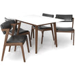 Adira (Small - White) Dining Set With 4 Ricco (Black Leather) Dining Chairs