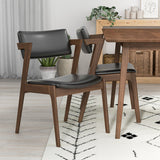 Adira (Small - Walnut) Dining Set With 4 Ricco (Black Leather) Dining Chairs