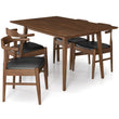 Adira (Small - Walnut) Dining Set With 4 Zola (Black Leather) Dining Chairs