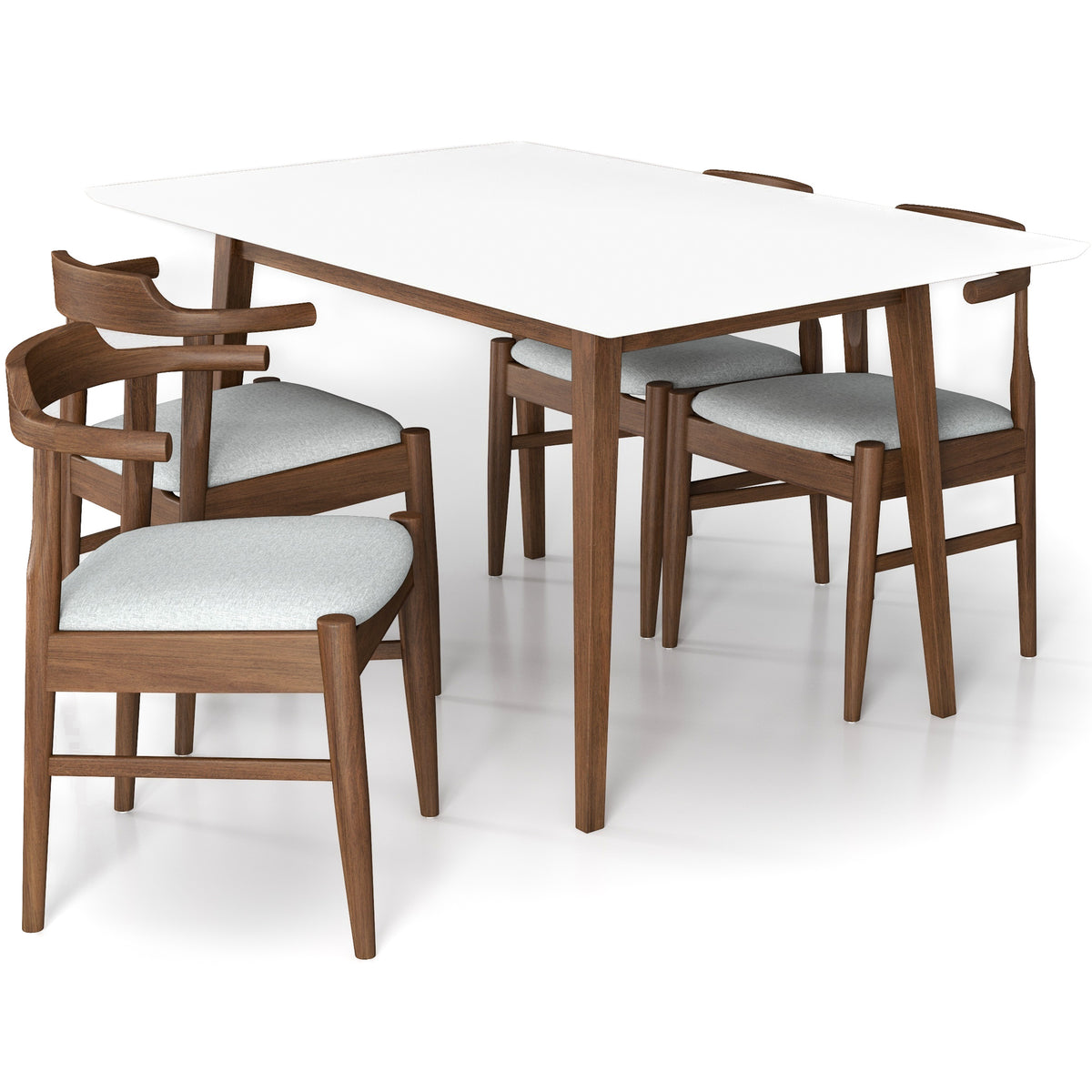 Adira (Small - White) Dining Set With 4 Zola (Grey) Dining Chairs