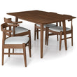 Adira (Small - Walnut) Dining Set With 4 Zola (Grey) Dining Chairs