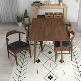 Adira (Small - Walnut) Dining Set With 4 Zola (Black Leather) Dining Chairs