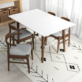 Adira (Small - White) Dining Set With 4 Zola (Grey) Dining Chairs