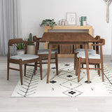 Adira (Small - Walnut) Dining Set With 4 Zola (Grey) Dining Chairs