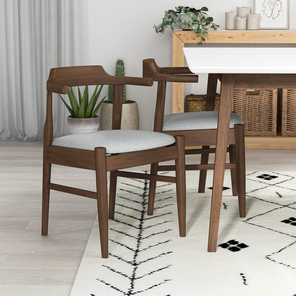 Adira (Small - White) Dining Set With 4 Zola (Grey) Dining Chairs