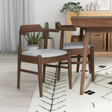 Adira (Small - Walnut) Dining Set With 4 Zola (Grey) Dining Chairs