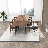 Adira (Xlarge - Walnut) Dining Set With 6 Zola (Black Leather) Dining Chairs