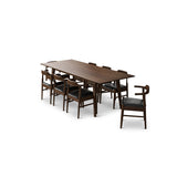 Adira (Xlarge - Walnut) Dining Set With 6 Zola (Black Leather) Dining Chairs