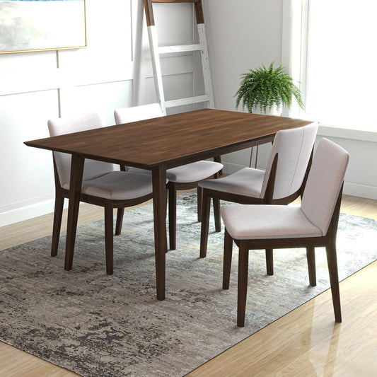 Adira Large Walnut Dining Set With 4 Virginia Beige Chairs