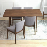 Adira Large Walnut Dining Set With 4 Virginia Grey Dining Chairs