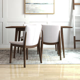 Adira Large Walnut Dining Set With 4 Virginia Beige Chairs