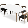 Adira (Large - White) Dining Set With 4 Winston (Black Leather) Dining Chairs