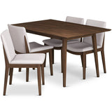 Adira (Small - Walnut) Dining Set With 4 Virginia (Beige) Dining Chairs