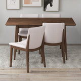 Adira (Small - Walnut) Dining Set With 4 Virginia (Beige) Dining Chairs