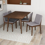 Adira (Small - Walnut) Dining Set With 4 Virginia (Grey) Dining Chairs