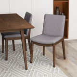 Adira (Small - Walnut) Dining Set With 4 Virginia (Grey) Dining Chairs