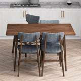 Adira (Small - Walnut) Dining Set With 4 Collins (Grey) Dining Chairs