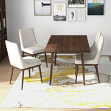 Adira (Large - Walnut) Dining Set With 4 Brighton (Beige) Dining Chairs