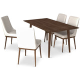 Adira (Large - Walnut) Dining Set With 4 Brighton (Beige) Dining Chairs