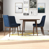 Adira (Large - Walnut) Dining Set With 4 Brighton (Navy Blue) Dining Chairs