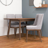 Adira (Small - Walnut) Dining Set With 4 Brighton (Grey) Dining Chairs