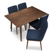 Adira (Small - Walnut) Dining Set With 4 Brighton (Navy Blue) Dining Chairs