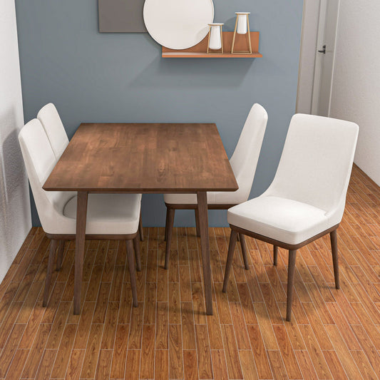 Adira (Small - Walnut) Dining Set With 4 Brighton (Beige) Dining Chairs