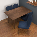 Adira (Small - Walnut) Dining Set With 4 Brighton (Navy Blue) Dining Chairs